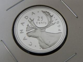 1994 Proof Unc Canadian Canada Caribou Quarter Twenty Five 25 Cent photo