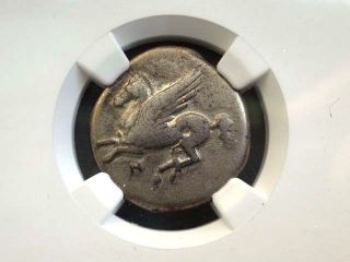 Greek Coin Acarnania Anactorium Ar Stater Ngc Graded Vf Athena Pegasus 350 - 300bc photo