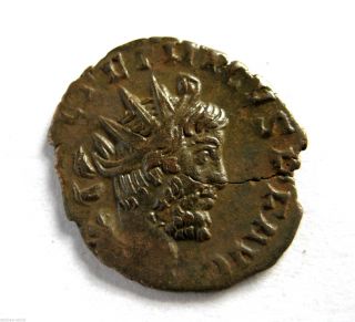 271 A.  D Gallic Empire Emperor Tetricus Roman Period Ar Billon Antoninus Coin.  Vf photo