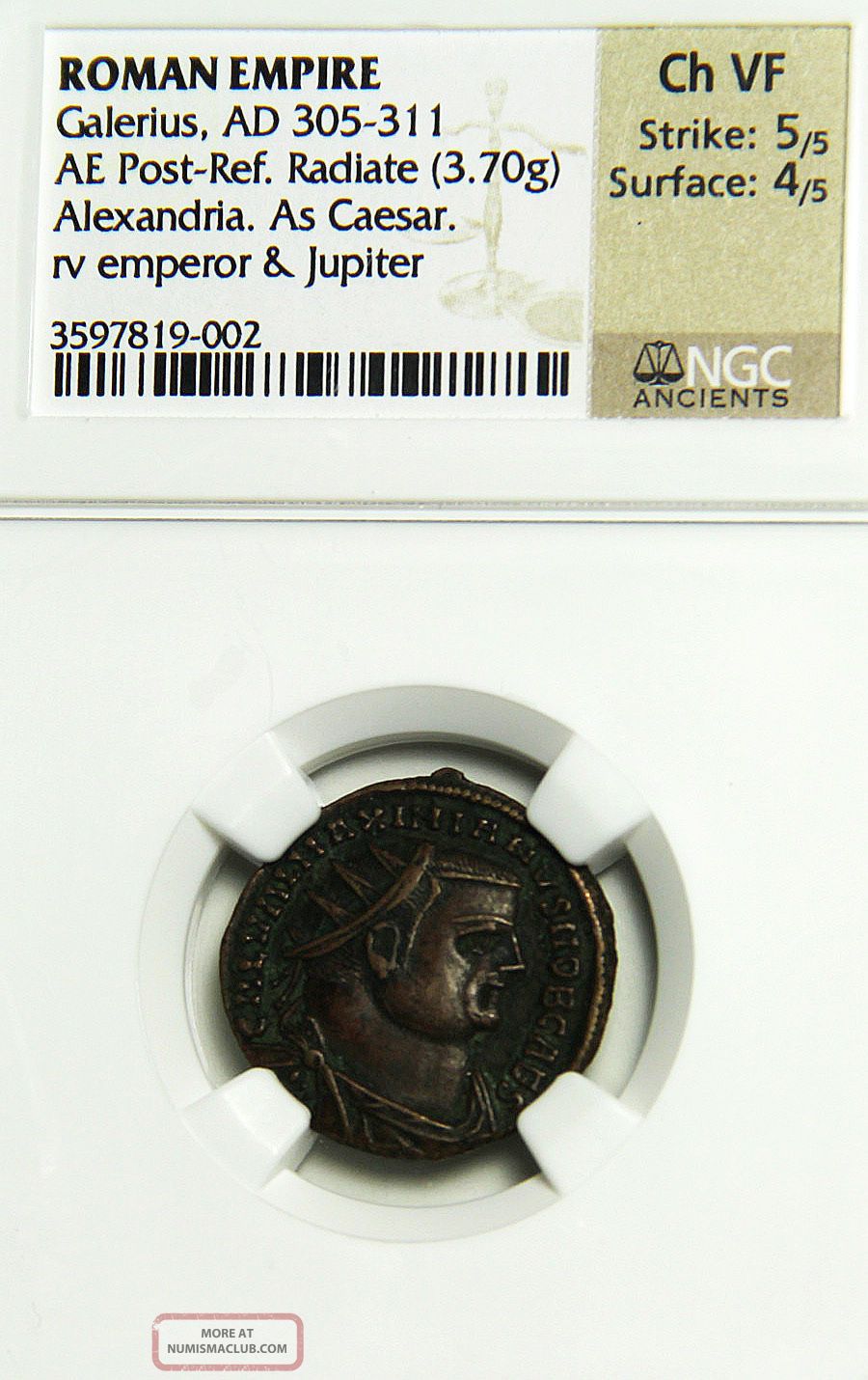 Galerius As Caesar Ae Post Reform Radiate Alexandria Egypt 305 - 311 Ngc Vf Coins: Ancient photo
