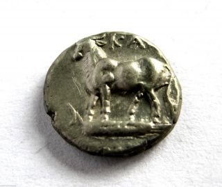 400 B.  C Archaic Ancient Greece Bithynia - Calchedon Silver Hemmi - Drachma Coin.  Vf photo