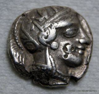Ancient Greek Silver Coin Of Attica,  Tetradrachm,  454 - 415 Bc Countermark photo