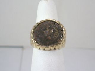 Authentic Widows Mite Coin Unisex Ring 14 K Solid Gold 9.  5 G Lorenzo A.  Design photo