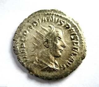 238 A.  D British Found Emperor Gordian Iii Roman Period Silver Antoninus Coin.  Vf photo