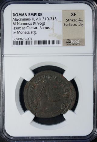 Roman Empire Maximinus Ii Ad 310 - 313 Ngc Xf Bronze photo