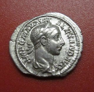 Roman Alexander Severus Imperial Denarius Pax Peace Branch Scepter (jk7) photo