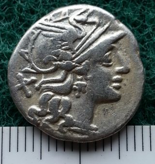 Roman Silver Republican Denarius With Portrait To Identify,  Circa 300 - 27 Bc.  Ag photo