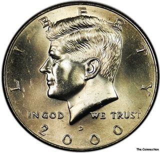 2000 D Gem Bu Unc Kennedy Half Dollar 50c U.  S.  Coin - Lustrous - Some Toning B10 photo