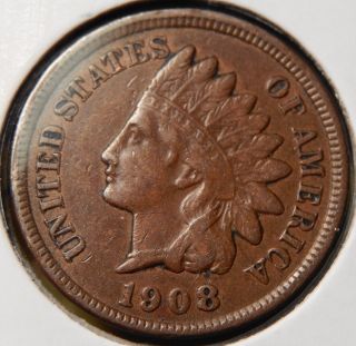 1908 Indian Head Cent - - - Very Fine Plus photo