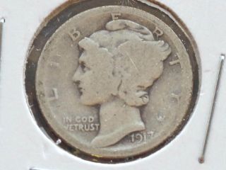 1917 - P Mercury Dime 90% Silver U.  S.  Coin S1233 photo