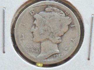 1917 - P Mercury Dime 90% Silver U.  S.  Coin S1234 photo