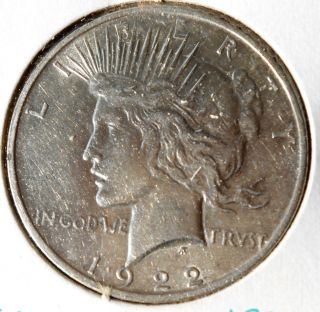 ☞ 1922 - D Peace Dollar Very Fine Vf $1.  00 Silver Us American Coin photo