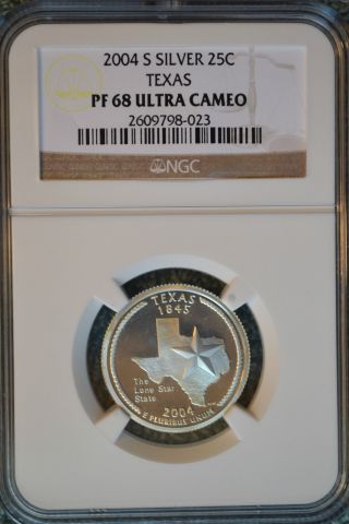 2004 - S Silver Texas State Quarter 25c Ngc Pf68 Ultra Cameo photo