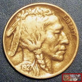 Rare Keyer Date 1927 - S Buffalo Nickel With 3/4 Horn & Bold Date,  Bold Mark photo