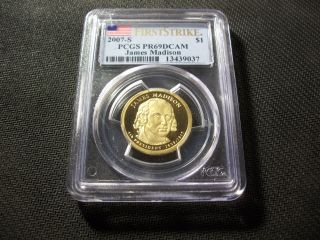 2007 - S James Madison Us Presidential $1 First Strike Proof Pcgs Pr69 Dcam photo