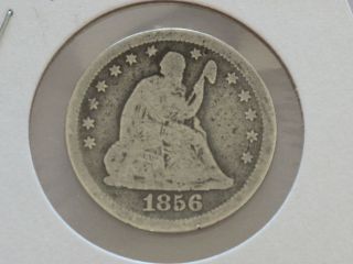 1856 - P Seated Liberty Quarter 90% Silver U.  S.  Coin C8714 photo