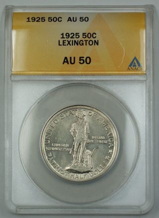1925 Lexington Commemorative Silver Half Dollar 50c Anacs Au - 50 (better Coin) photo
