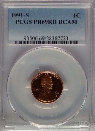 Pcgs 1991 S Proof Lincoln Cent Penny Pr69 Dcam Price Guide$15 Usa Pf Coin photo