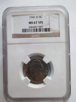 1941 D Jefferson Nickel 5c Ngc Ms67 5fs Full Steps Only 134 In This Grade photo