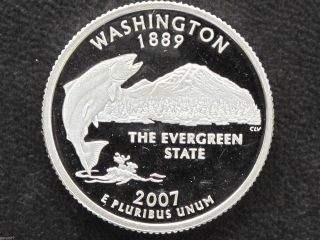 2007 - S Washington Statehood Silver Quarter Dcam Proof U.  S.  Coin D2358 photo