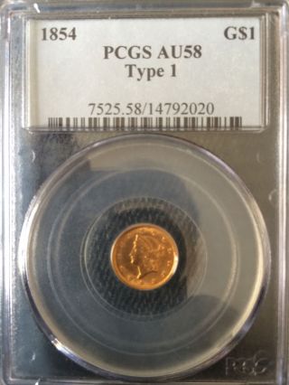 1854 Gold $1 Type 1 Pcgs Au58 photo
