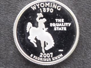 2007 - S Wyoming Statehood Silver Quarter Dcam Proof U.  S.  Coin D2359 photo