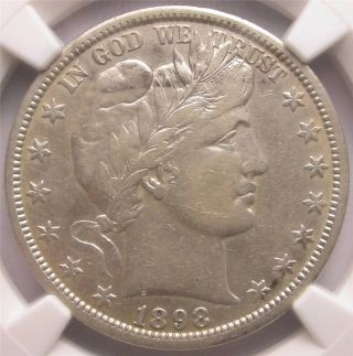 1898 - O Ngc Vf Details Barber Silver Half Dollar Id Ff431 photo