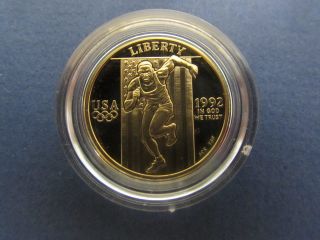 1992 U.  S.  Olympics (france And Spain) Commemorative Proof Gold $5 Coin photo