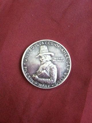 Rare 1920 Pilgrim Commemorative Silver Half Dollar Tercentenary photo