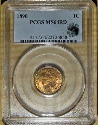 1890 Indian Head Cent Pcgs Ms 64 Rd.  Eagle Eye Photo Seal.  Great Luster photo