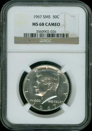 1967 Kennedy Silver Half Ngc Ms68 Cameo Finest Graded photo