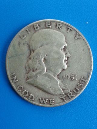 1951 S Franklin Half Dollar 90% Silver Lm photo