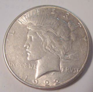1922 S Peace Silver Dollar 90% Silver Good Circulated Bin photo