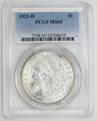 1921 D Morgan Silver Dollar Ms 65 Pcgs (8629) photo