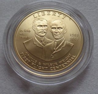 2003 - W Us Gold $10 First Flight Centennial Commemorative Unc,  In photo