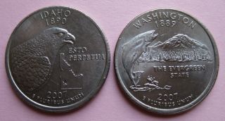 (2) 2007 P Offset Reverse Rim Misaligned Quarters photo