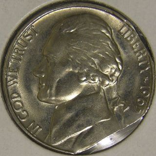 1965 P Jefferson Nickel,  (straight Clipped Planchet) Error Coin,  Ae 721 photo