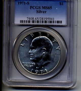 1971 Eisenhower Silver Dollar Pcgs Ms65 photo