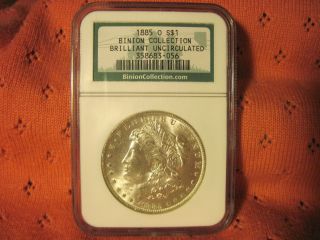 Ngc Binion 1885 - 0 Morgan Silver Dollar In Brilliant Uncirculated photo