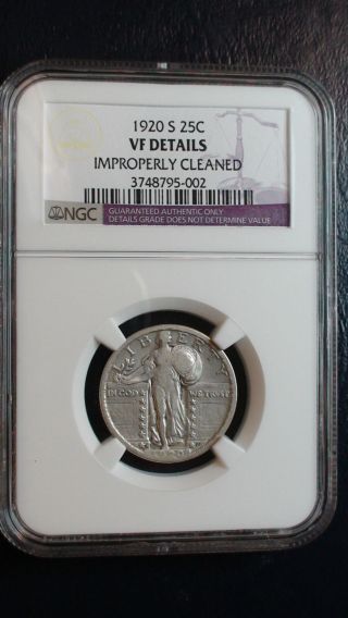 1920 S Standing Liberty Quarter Ngc Vf Details 25c Silver Coin photo
