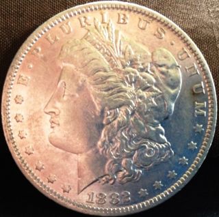 1882 - O Morgan Silver Dollar Bu Rare Date Rare photo