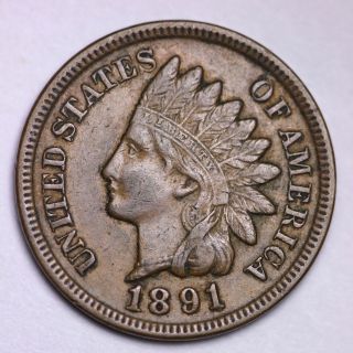Au 1891 Indian Head Cent Penny photo