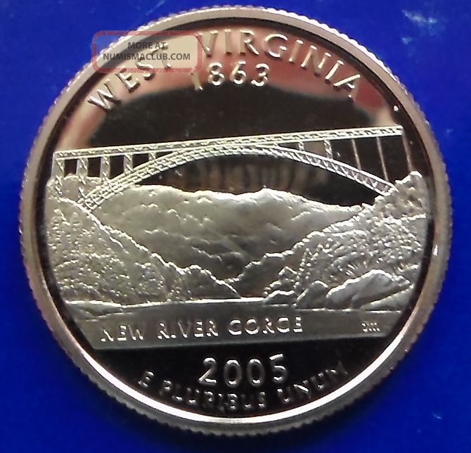 2005 Clad Gem Cameo Proof W. Virginia State Quarter.