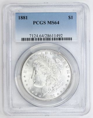 1881 Morgan Silver Dollar Ms 64 Pcgs (1492) photo