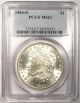 1884 - O Morgan Silver Dollar - Pcgs Ms62 - Rainbow Dollars photo 1