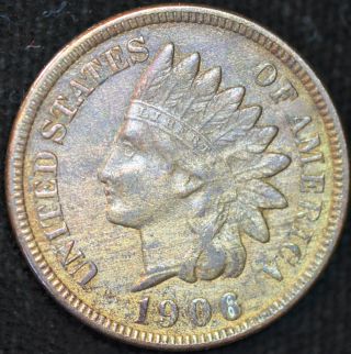 1906 Indian Head Cent,  Almost Uncirculated,  Penny,  C1959 photo
