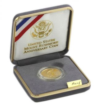 1991 Mount Rushmore Anniversary Coin - 90% Gold Five Dollar Proof Us Boxed photo