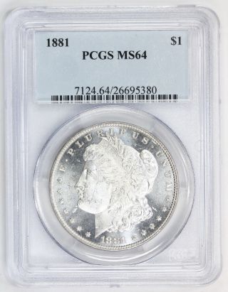 1881 Morgan Silver Dollar Ms 64 Pcgs (5380) photo