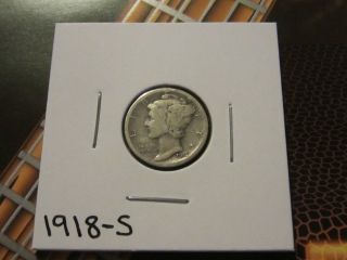 1918 - S Mercury Dime Extra Coin Low photo