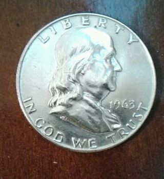 1963 - D 50c Franklin Half Dollar 90% Silver U.  S.  Coin.  Look photo